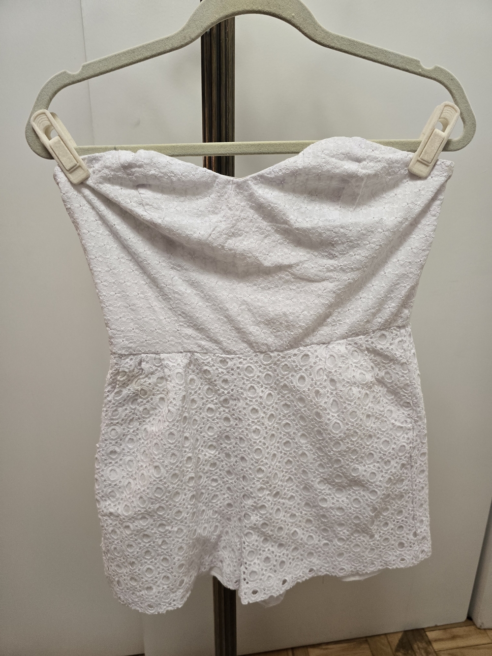 Strapless White Eyelet Romper